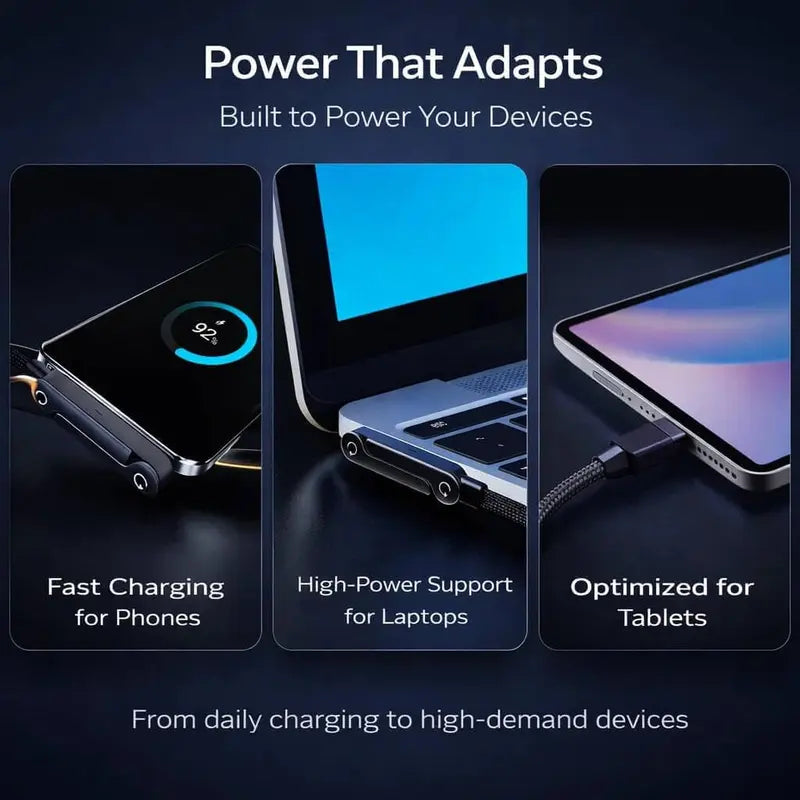 240W Fast Charging Cable with Invisible Foldable Phone Stand
