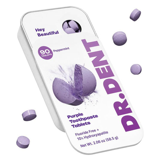 Purple Teeth Whitening Tablets with 10% Hydroxyapatite for Instant Color Correction