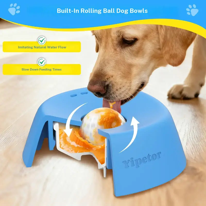Slow Feeder Dog Roller Bowl for Liquid Treats & Broth