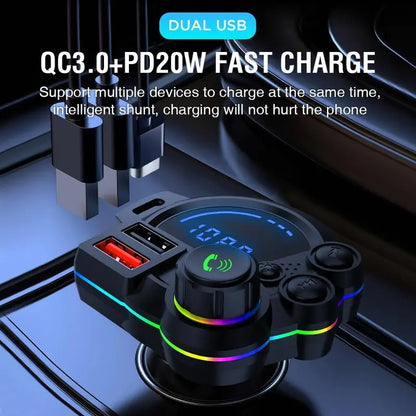 Bluetooth 5.3 Car Adapter with PD 36W & QC 3.0 Fast Charging