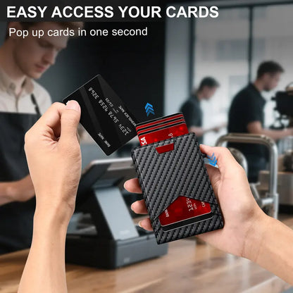 Ultra-Slim RFID Blocking Bifold Wallet with Pop-Up Quick Card Access