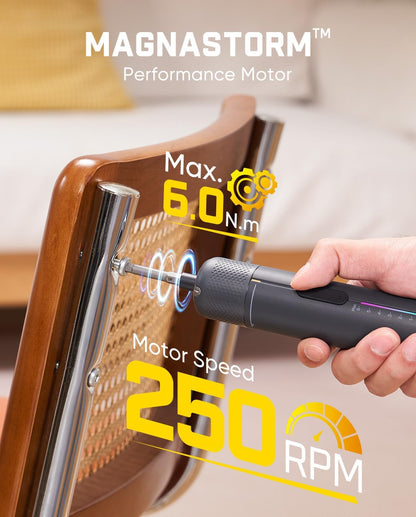7-Gear Precision Cordless Electric Screwdriver Set with 90° Right Angle Adapter