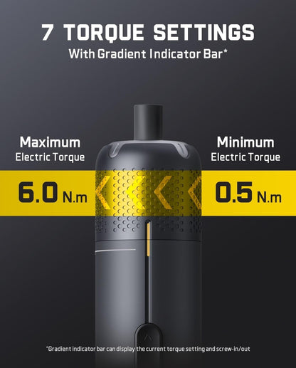7-Gear Precision Cordless Electric Screwdriver Set with 90° Right Angle Adapter