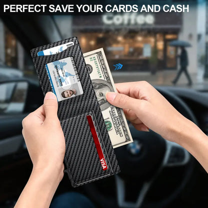 Ultra-Slim RFID Blocking Bifold Wallet with Pop-Up Quick Card Access