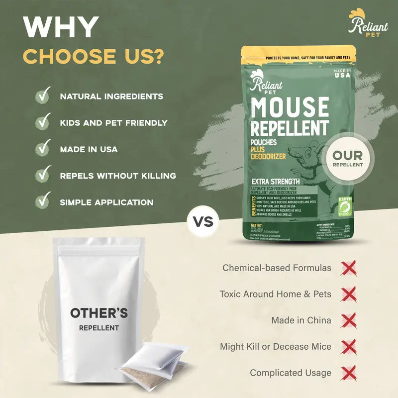 Plant-Based Peppermint Mouse Repellent & Natural Deodorizer Pouches