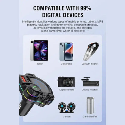 Bluetooth 5.3 Car Adapter with PD 36W & QC 3.0 Fast Charging