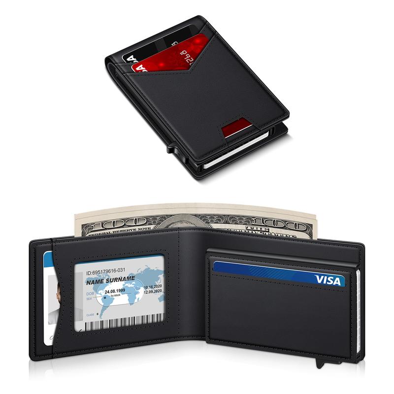 Ultra-Slim RFID Blocking Bifold Wallet with Pop-Up Quick Card Access