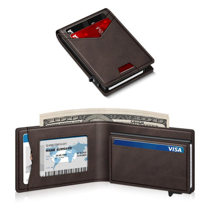 Ultra-Slim RFID Blocking Bifold Wallet with Pop-Up Quick Card Access