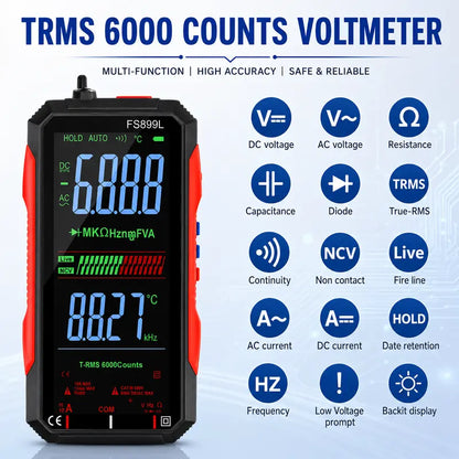 TRMS 6000-Count Smart Rechargeable Digital Multimeter & Voltage Tester