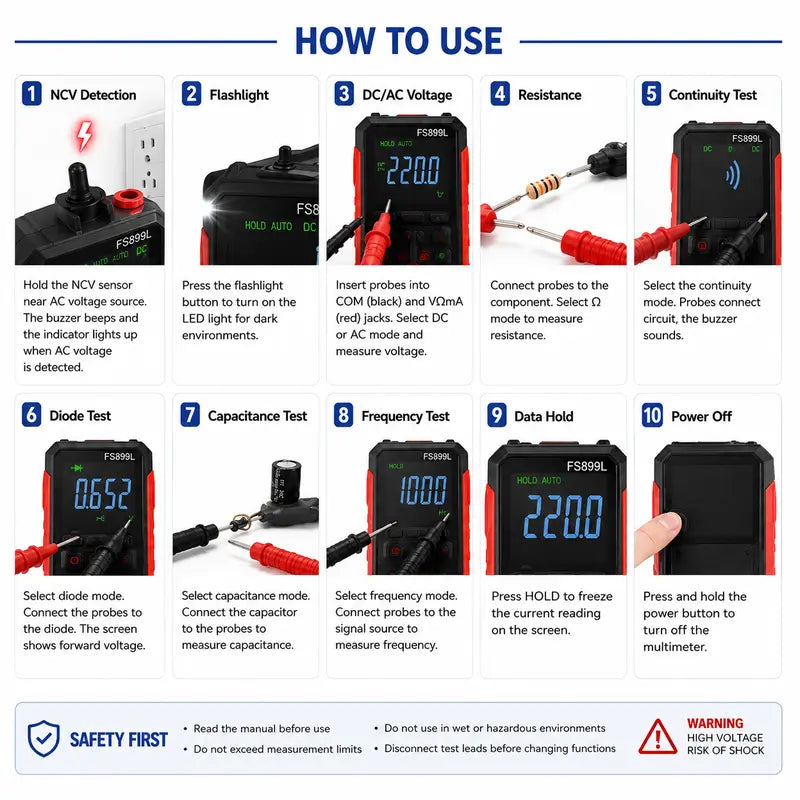 TRMS 6000-Count Smart Rechargeable Digital Multimeter & Voltage Tester
