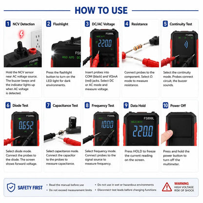 TRMS 6000-Count Smart Rechargeable Digital Multimeter & Voltage Tester